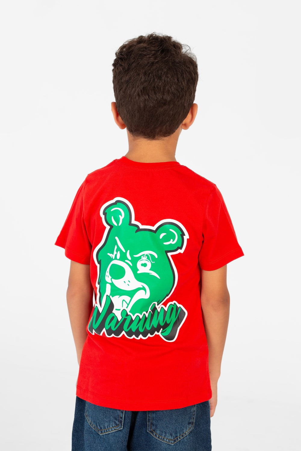 قميص نصف كم برقعة رسومية للصبيان برقبة دائرية-1