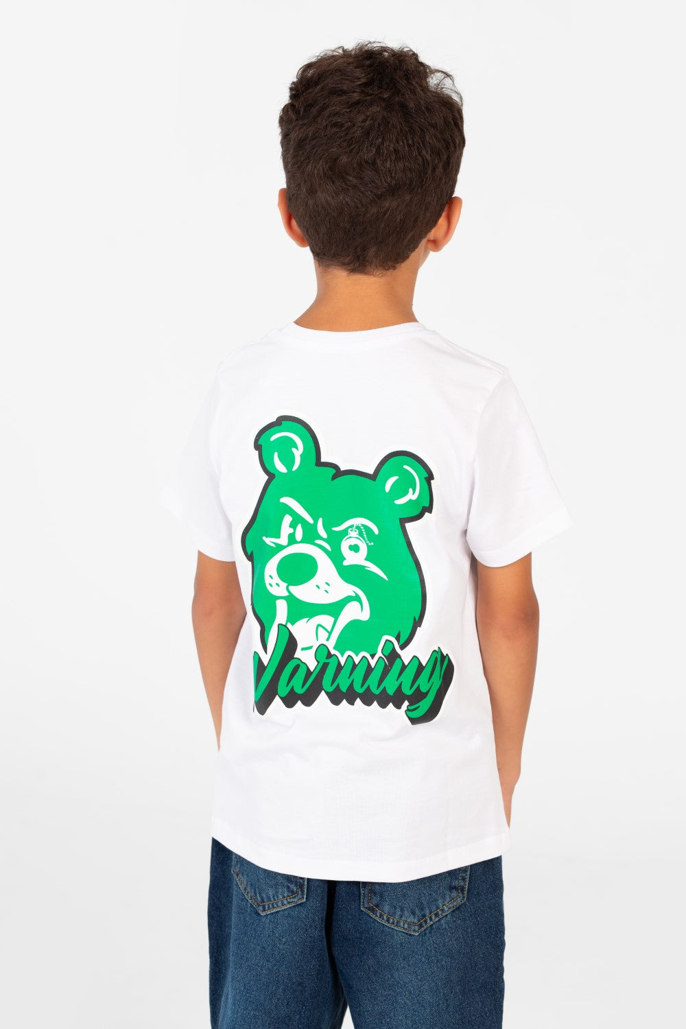 قميص نصف كم برقعة رسومية للصبيان برقبة دائرية-1