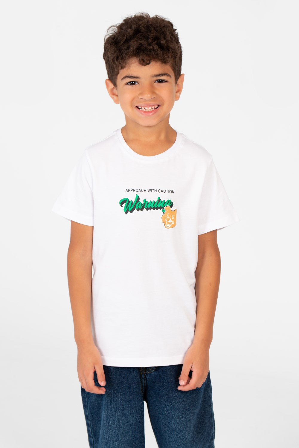 قميص نصف كم برقعة رسومية للصبيان برقبة دائرية-1