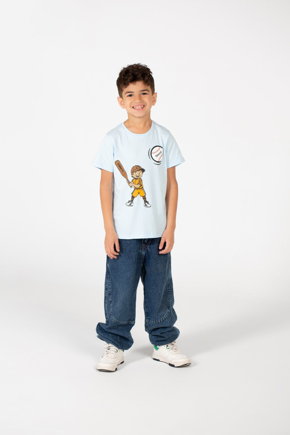 قميص بولو برقبة دائرية وطبعة طماطم للأولاد