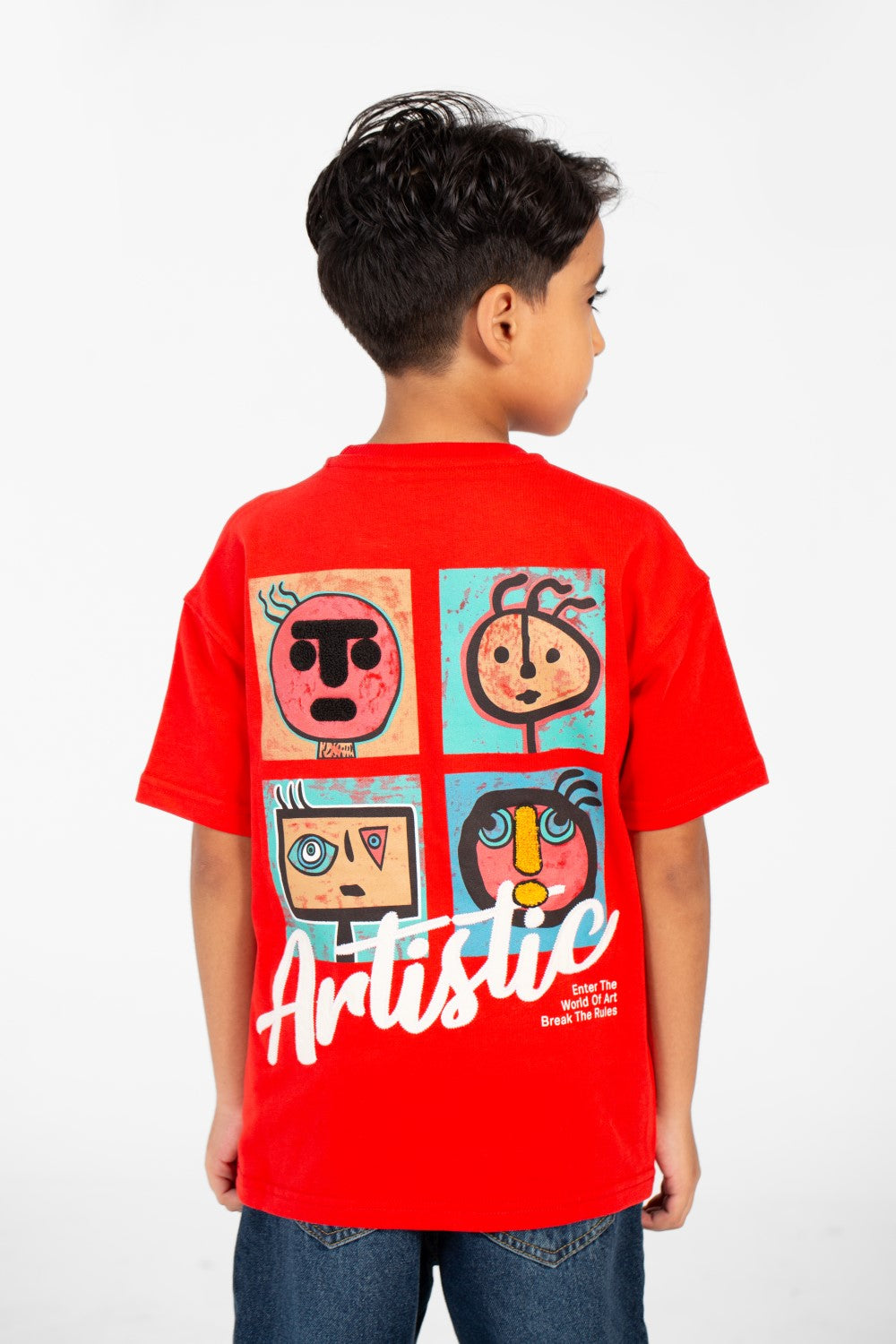 قميص صيفي للأولاد بأكمام قصيرة من ميلتون مع طبعة أمامية وخلفية