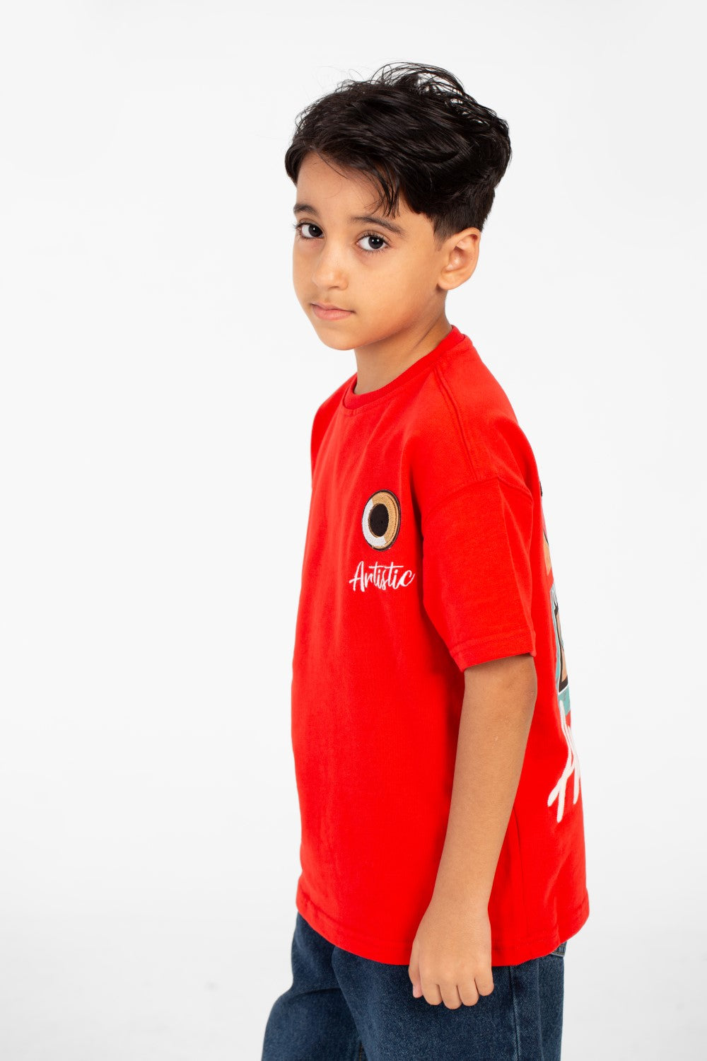 قميص صيفي للأولاد بأكمام قصيرة من ميلتون مع طبعة أمامية وخلفية