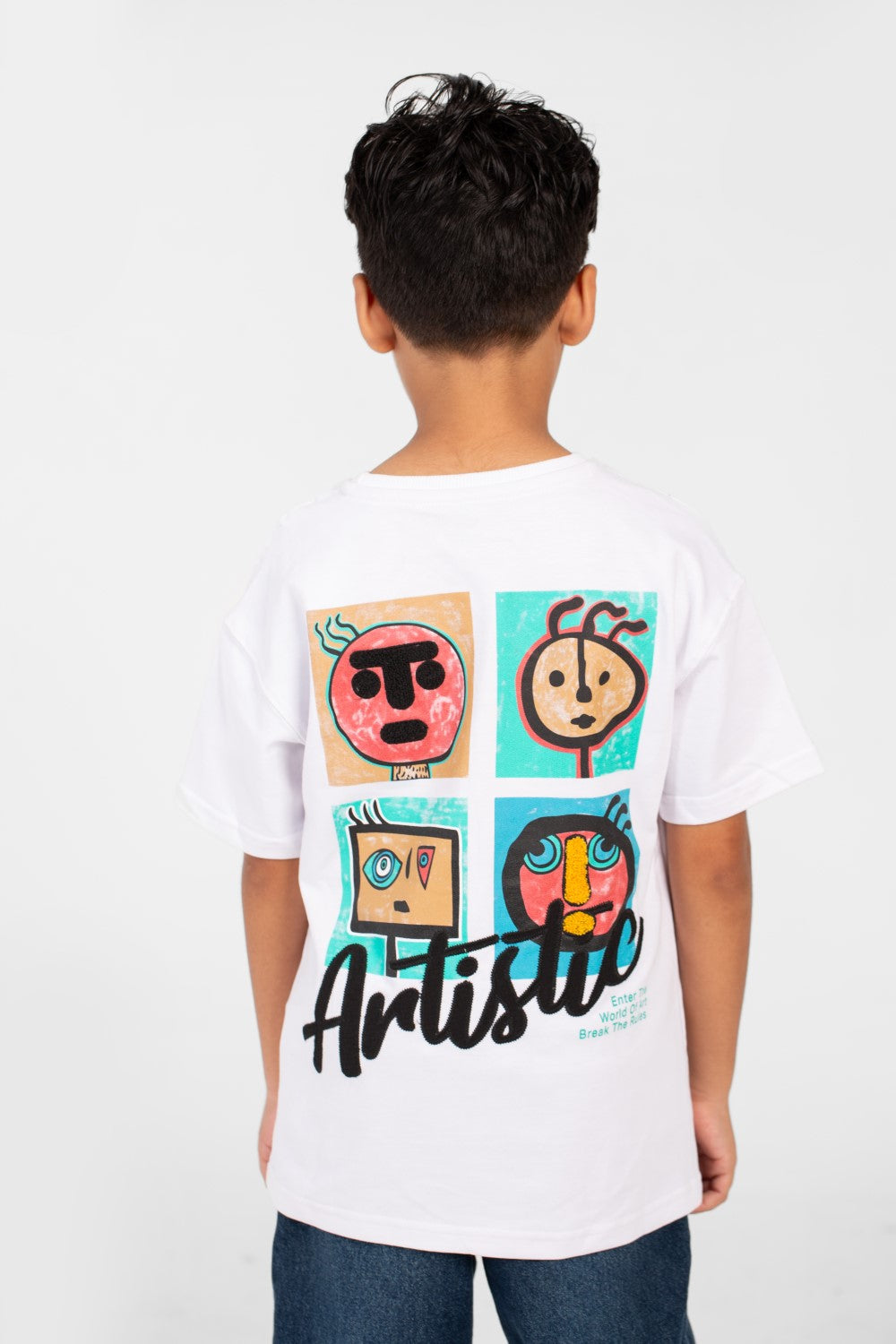 قميص صيفي للأولاد بأكمام قصيرة من ميلتون مع طبعة أمامية وخلفية