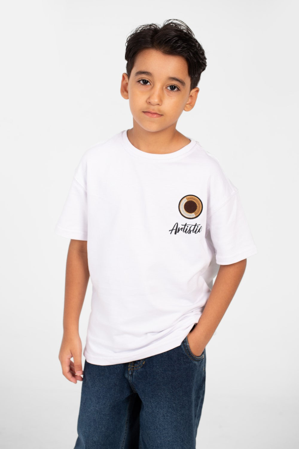 قميص صيفي للأولاد بأكمام قصيرة من ميلتون مع طبعة أمامية وخلفية