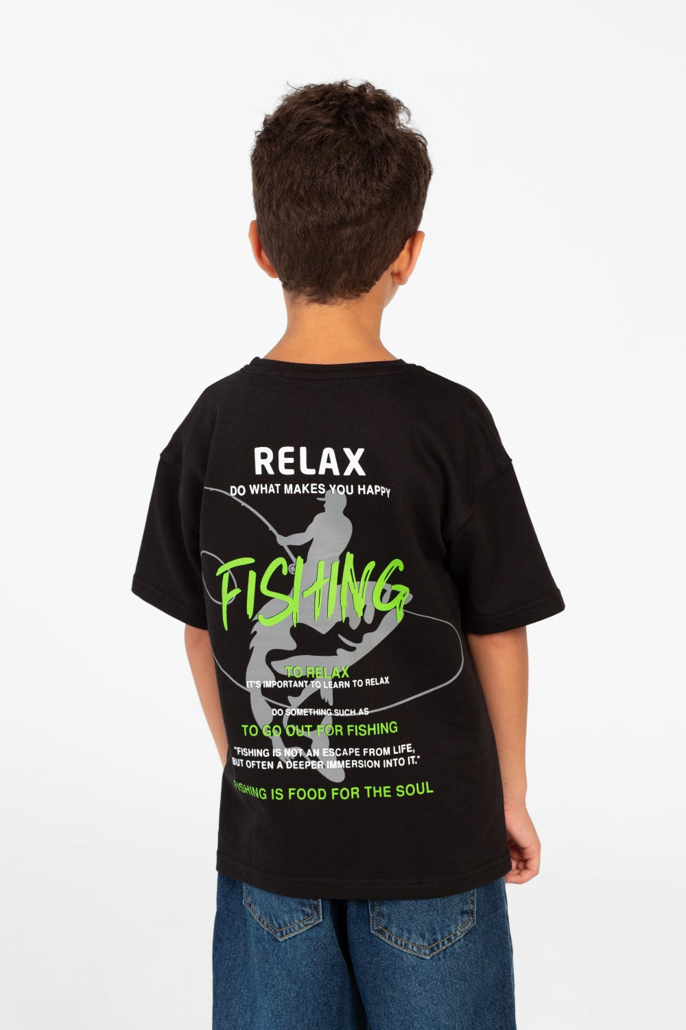 قميص نصف كم واسع بطبعة دائرية للأولاد