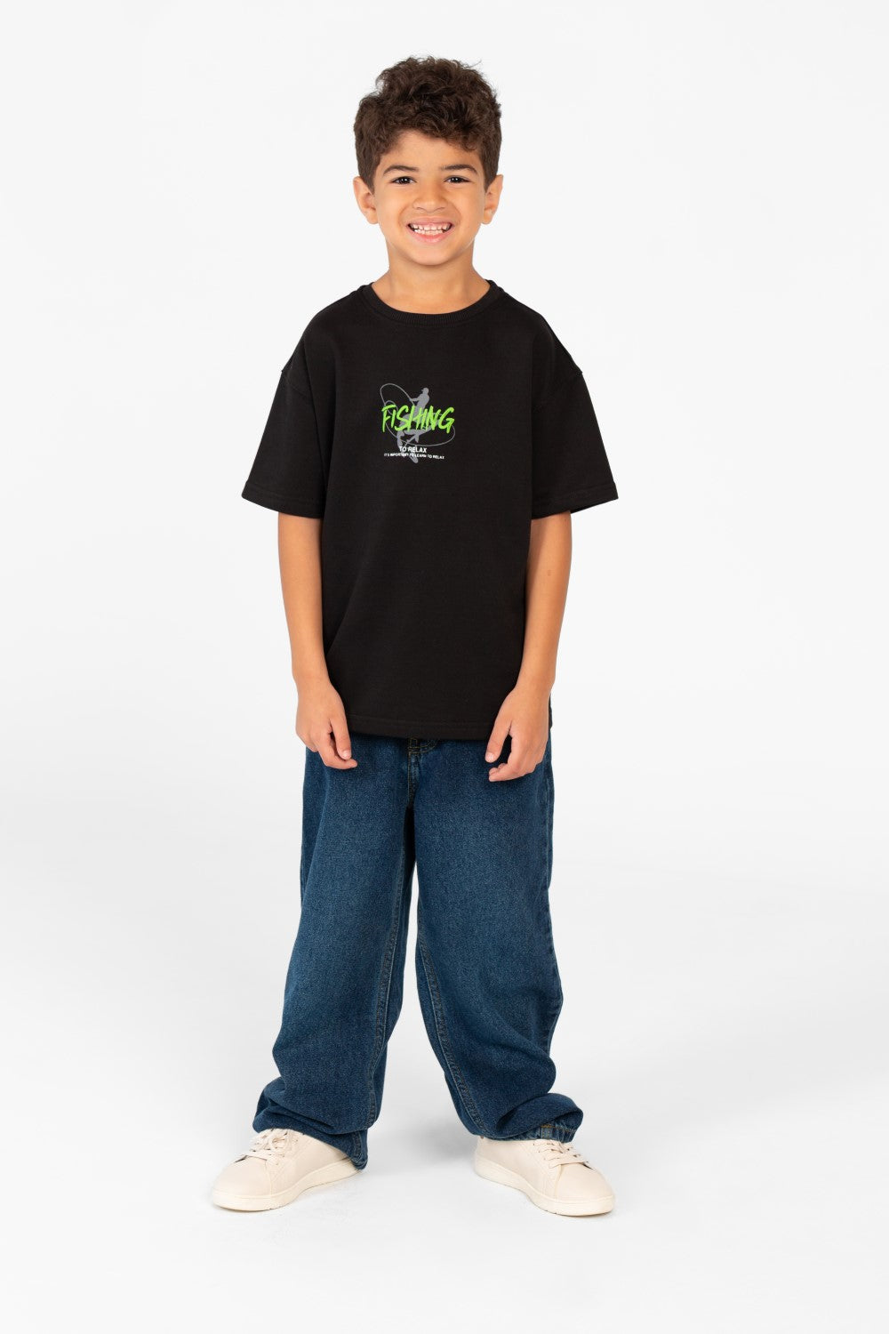 قميص نصف كم واسع بطبعة دائرية للأولاد