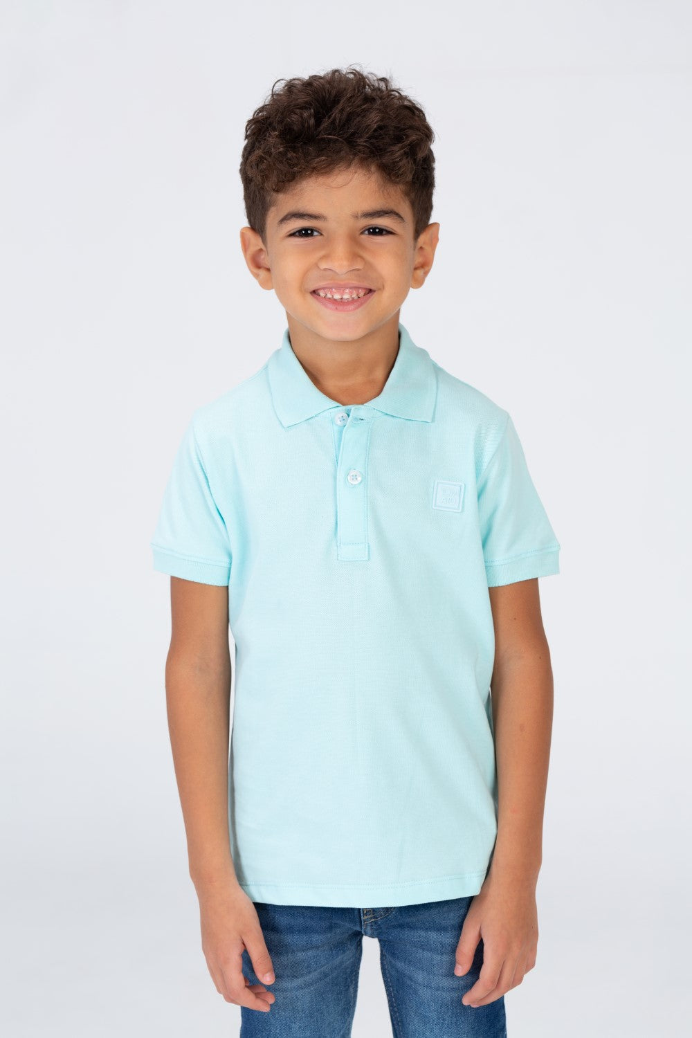 Boys Plain Polo T-shirt With Short Sleeves And Tomato Badge On The Front