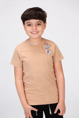 Boys Round Neck Short Sleeves T-shirt With A  And With A Rabbit Print On The Front