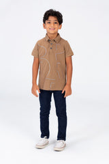 Boys Polo Half Sleeves T-shirt Printed On The Front Made Of Comfortable Pika Material