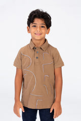 Boys Polo Half Sleeves T-shirt Printed On The Front Made Of Comfortable Pika Material