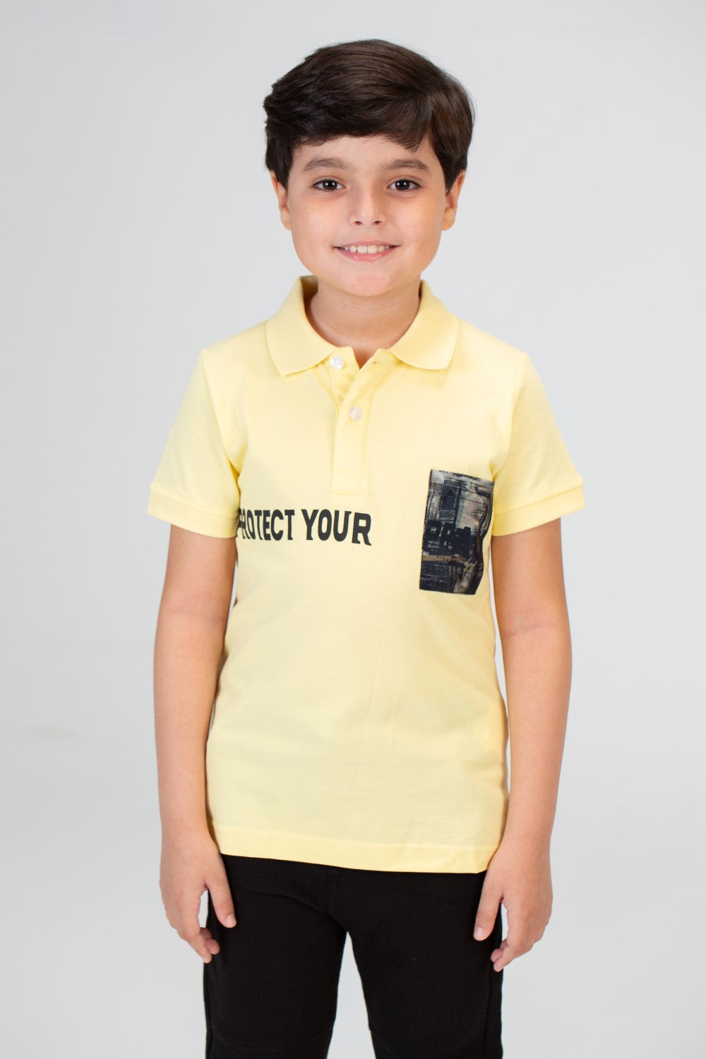 Boys Polo T-shirt With Half Sleeves And Front Print