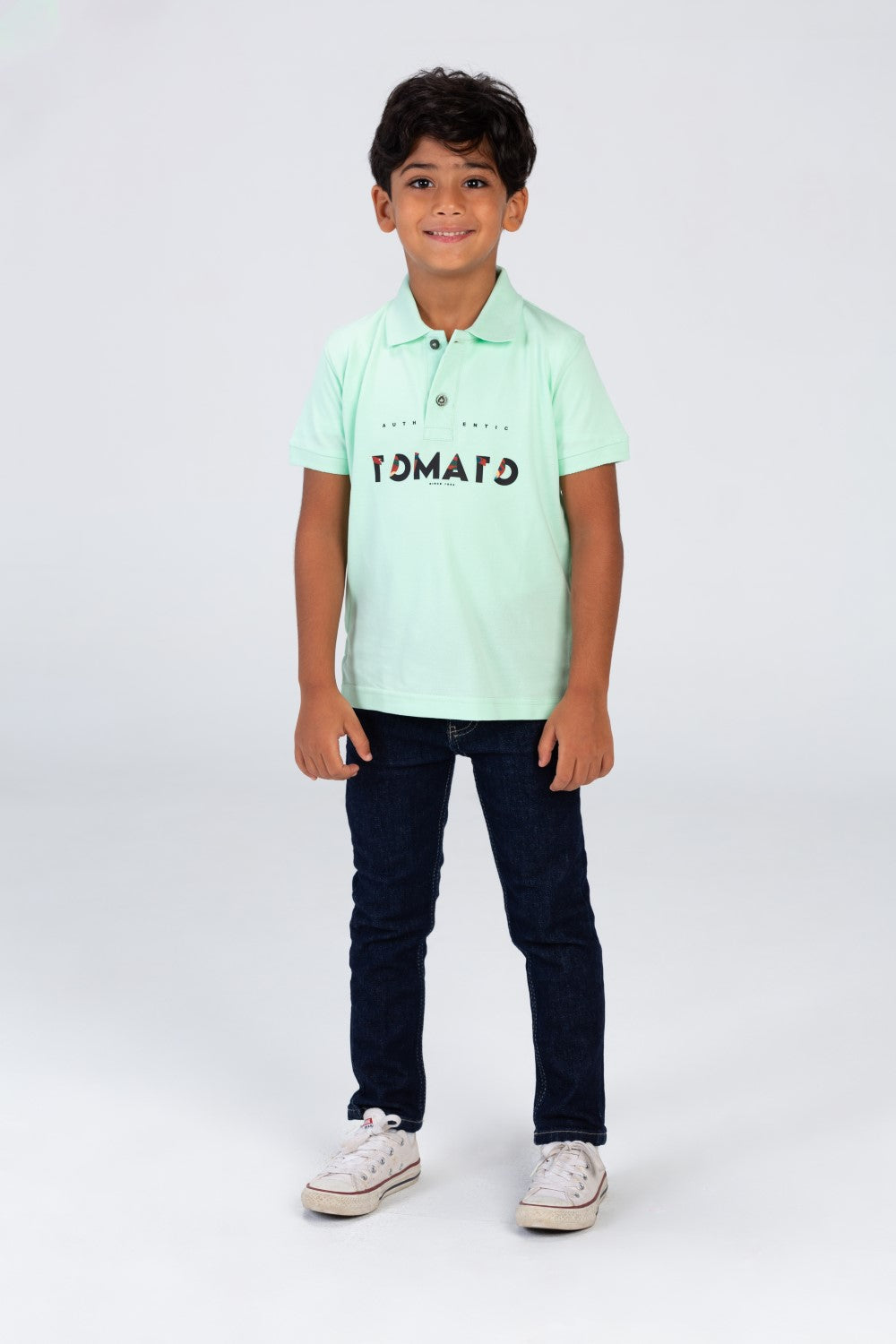 Boys Polo T-shirt With Tomato Print On The Front Pika Material