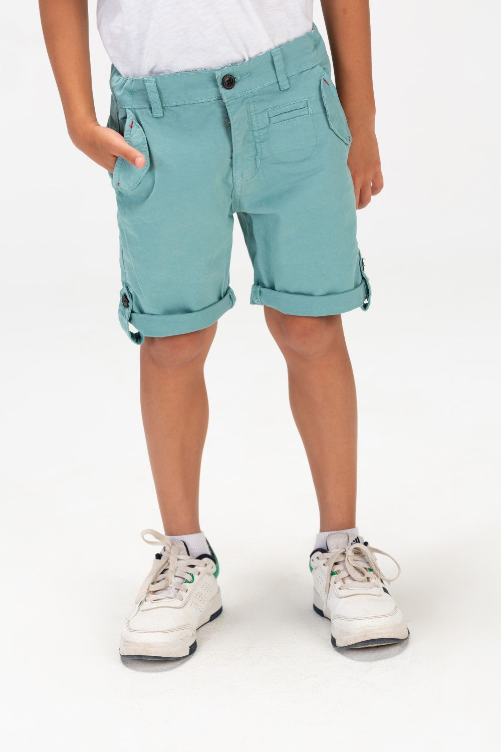 Boys Casual Gabardine Shorts With Tomato Print On The Back