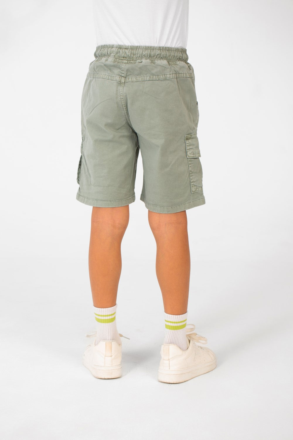 Boy's Tomato Gabardine Elastic Waistband Short With Modern Pockets