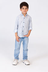 قميص بقصة عادية للأولاد مع طبعة خفيفة