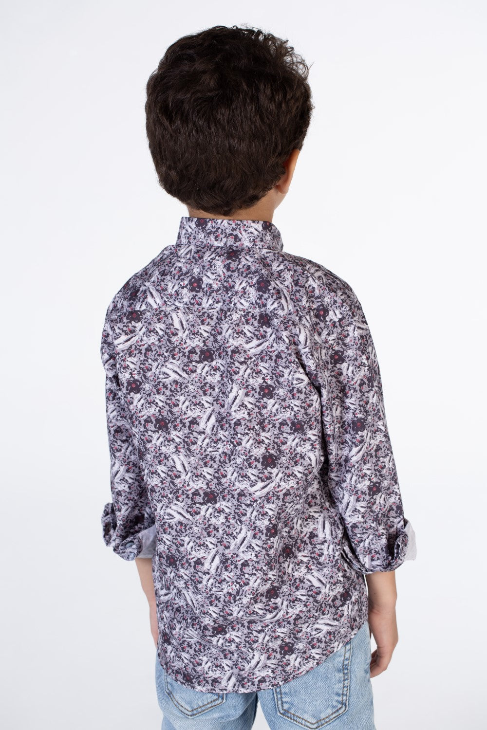 Boys Printed Poplin Shirt With Long Sleeves And Collar