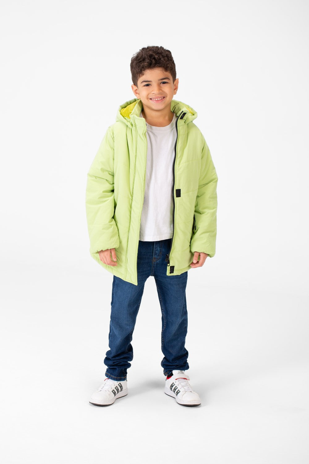 Boy's Basic Waterproof Jacket With Fur Hood