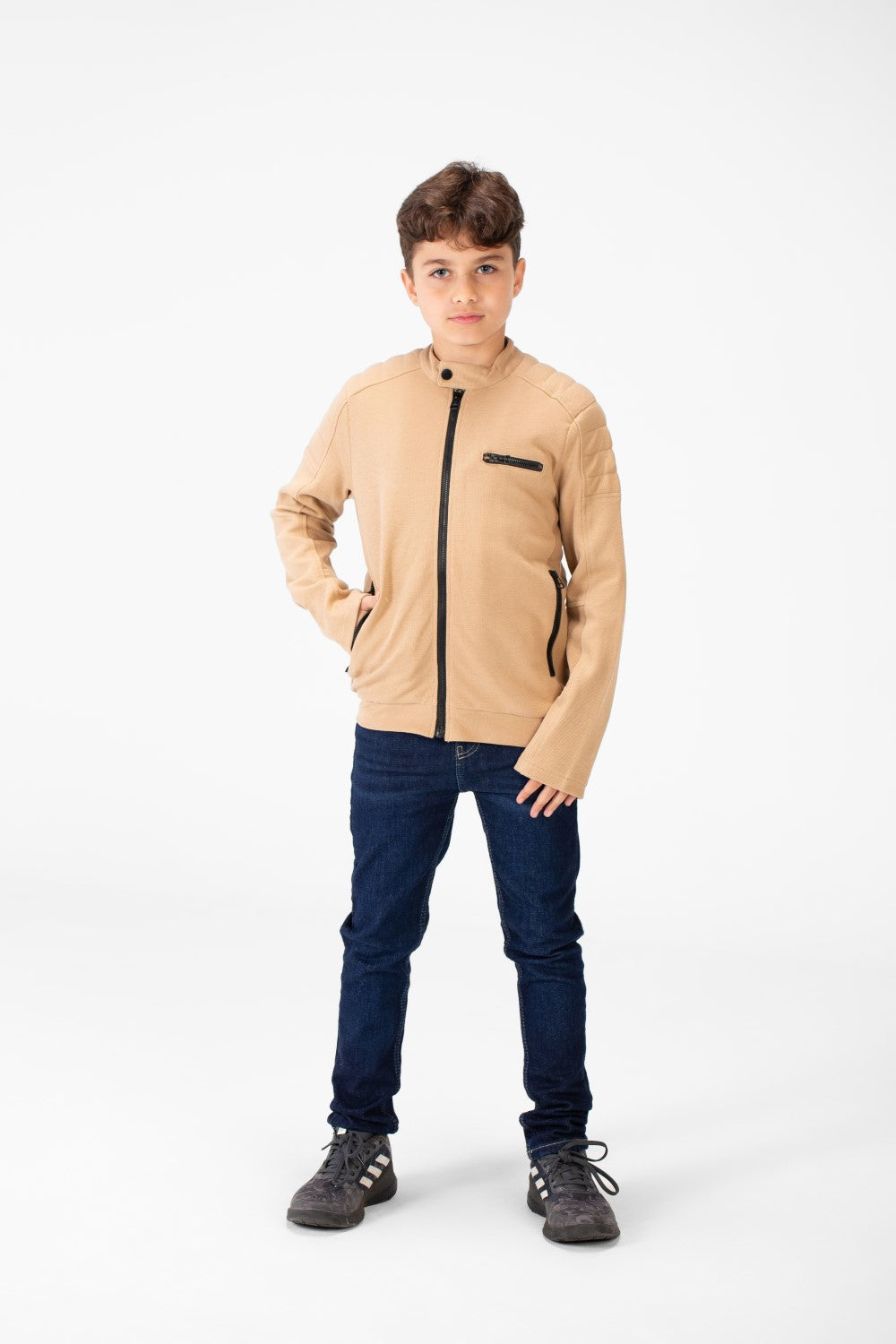 Boy's Padded Gabardine Jacket With Full Zipper Closure