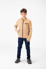 Boy's Padded Gabardine Jacket With Full Zipper Closure