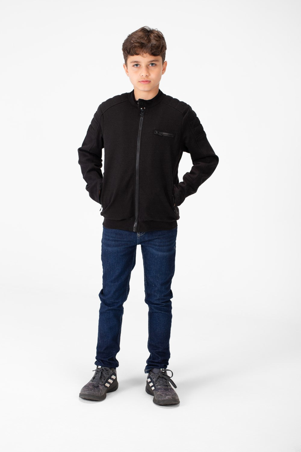 Boy's Padded Gabardine Jacket With Full Zipper Closure