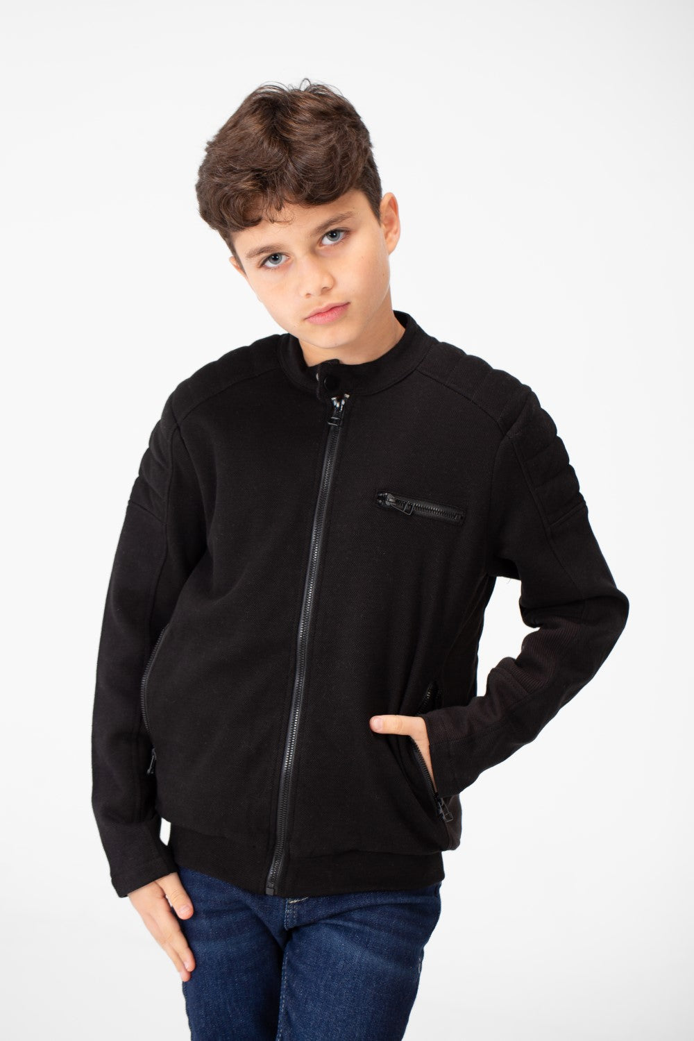 Boy's Padded Gabardine Jacket With Full Zipper Closure