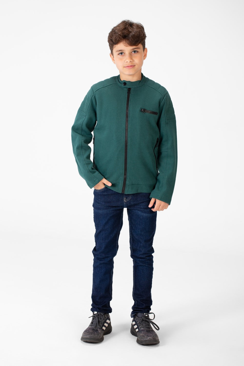 Boy's Padded Gabardine Jacket With Full Zipper Closure