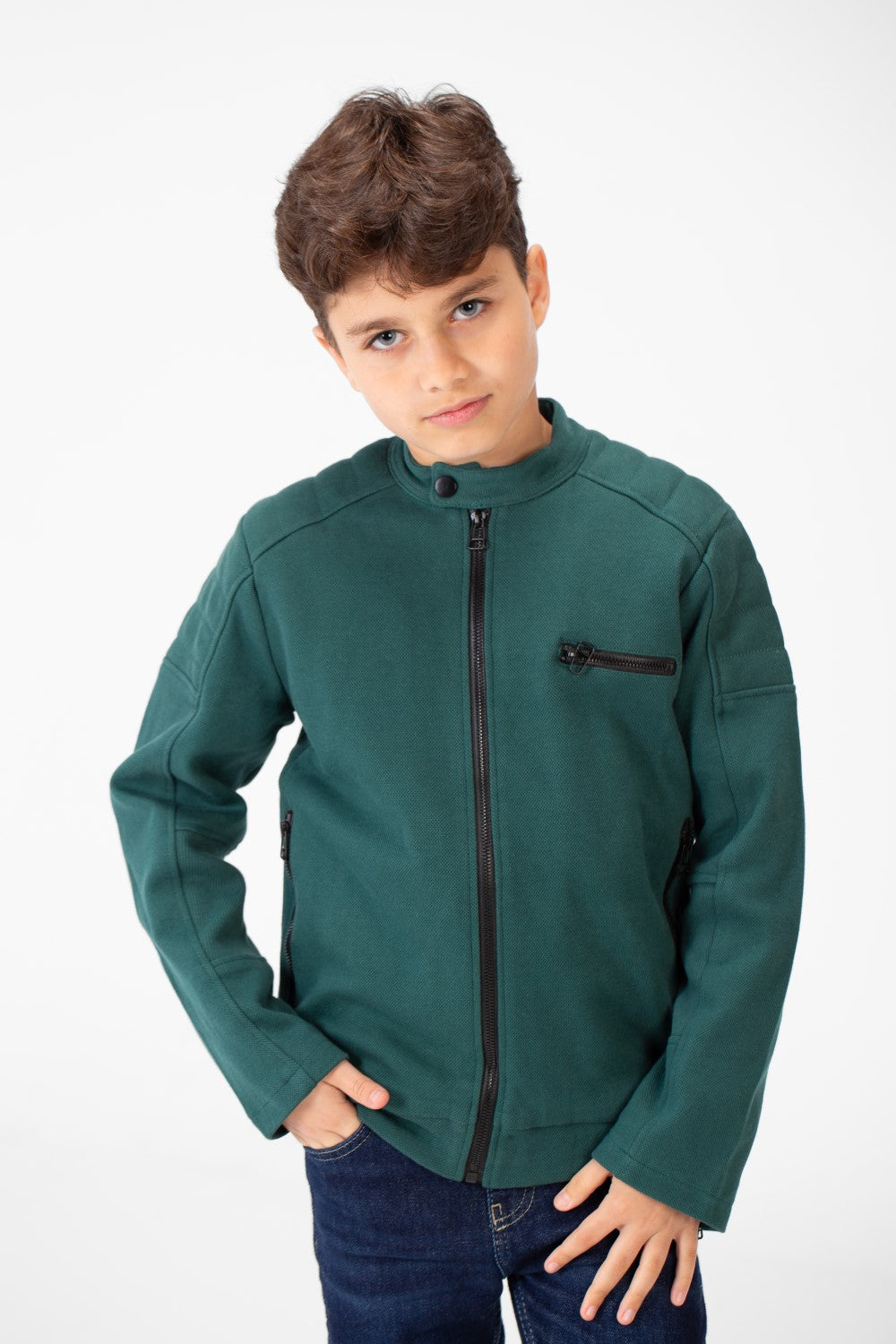 Boy's Padded Gabardine Jacket With Full Zipper Closure