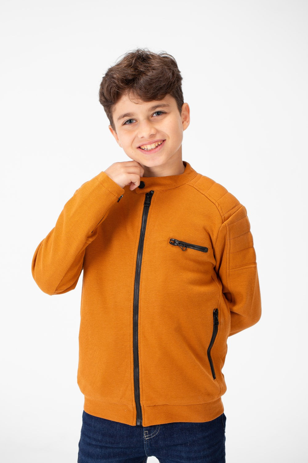 Boy's Padded Gabardine Jacket With Full Zipper Closure