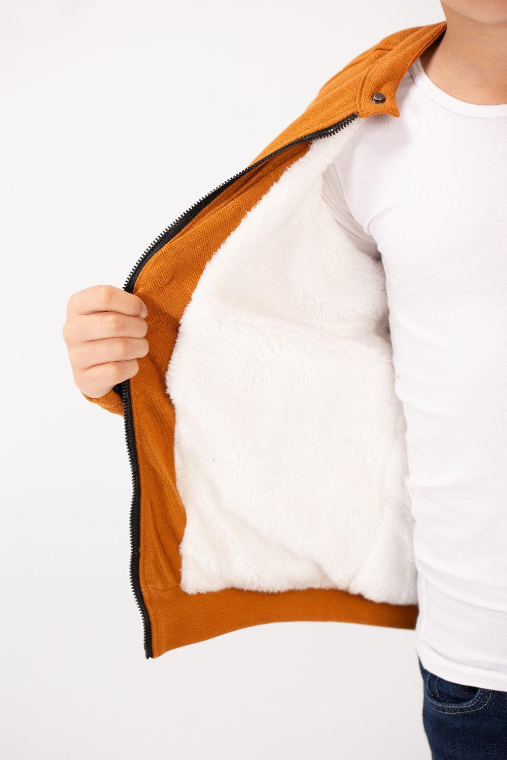 Boy's Padded Gabardine Jacket With Full Zipper Closure