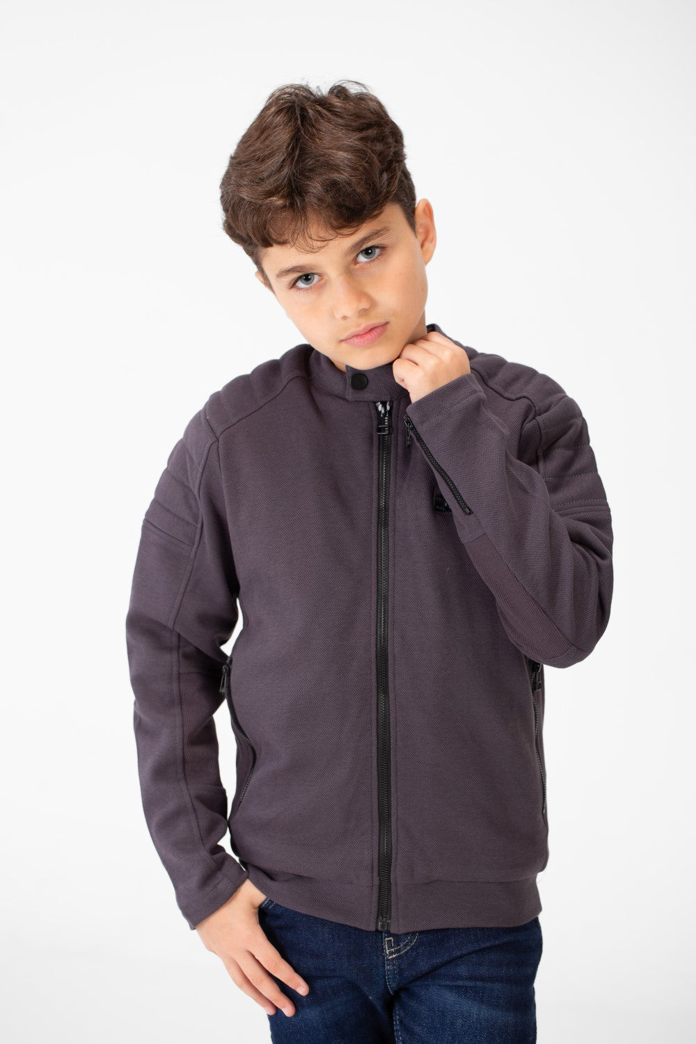 Boy's Padded Gabardine Jacket With Full Zipper Closure