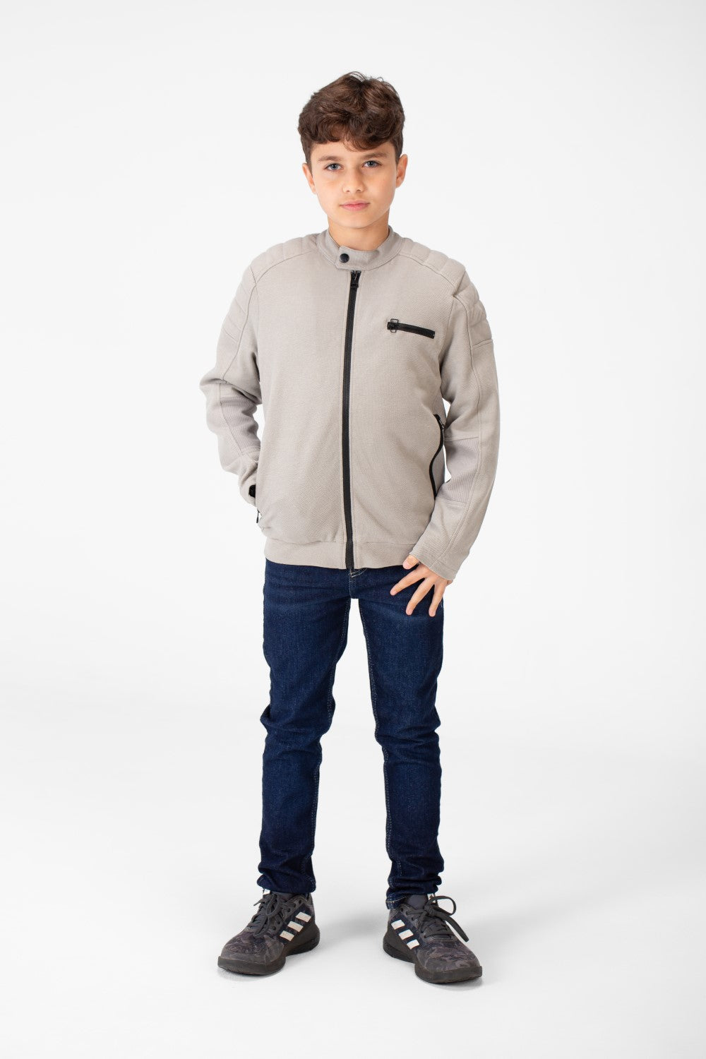 Boy's Padded Gabardine Jacket With Full Zipper Closure