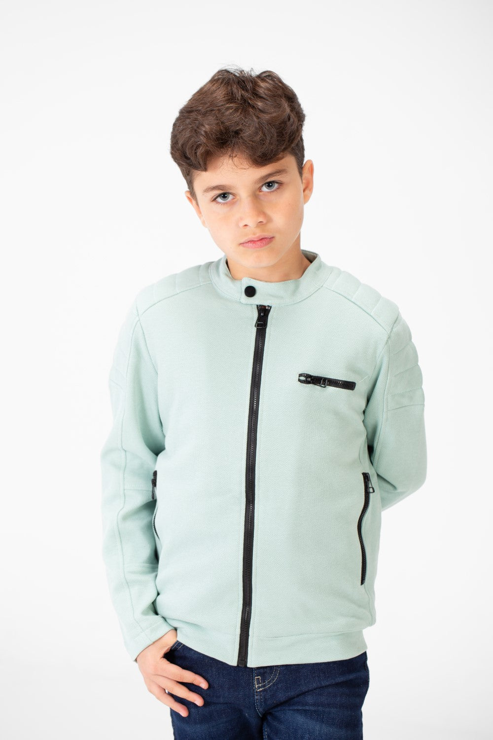 Boy's Padded Gabardine Jacket With Full Zipper Closure
