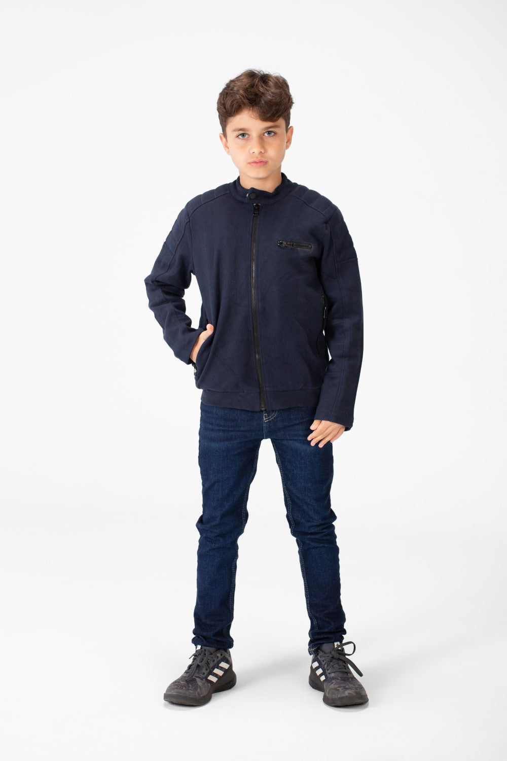 Boy's Padded Gabardine Jacket With Full Zipper Closure