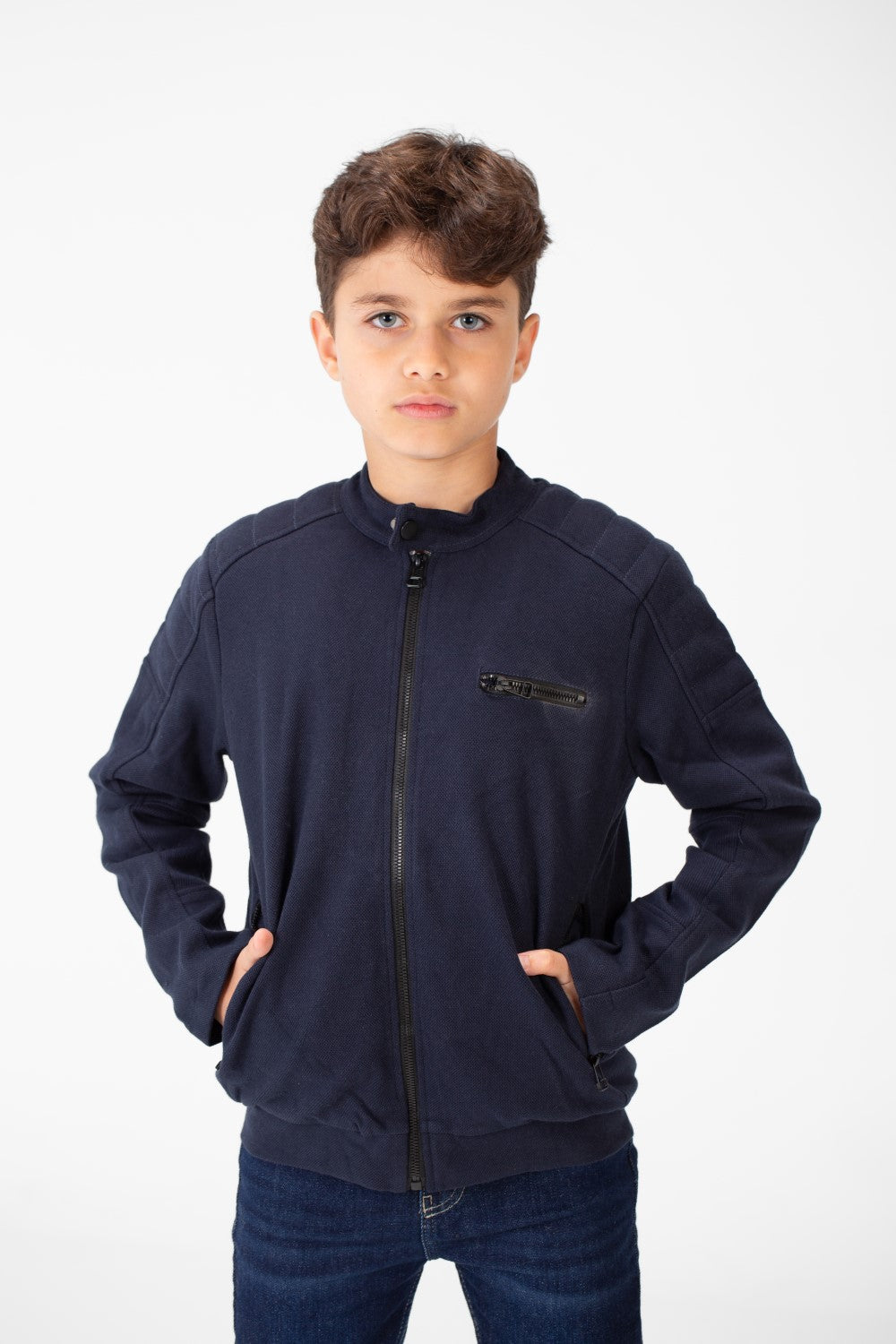 Boy's Padded Gabardine Jacket With Full Zipper Closure