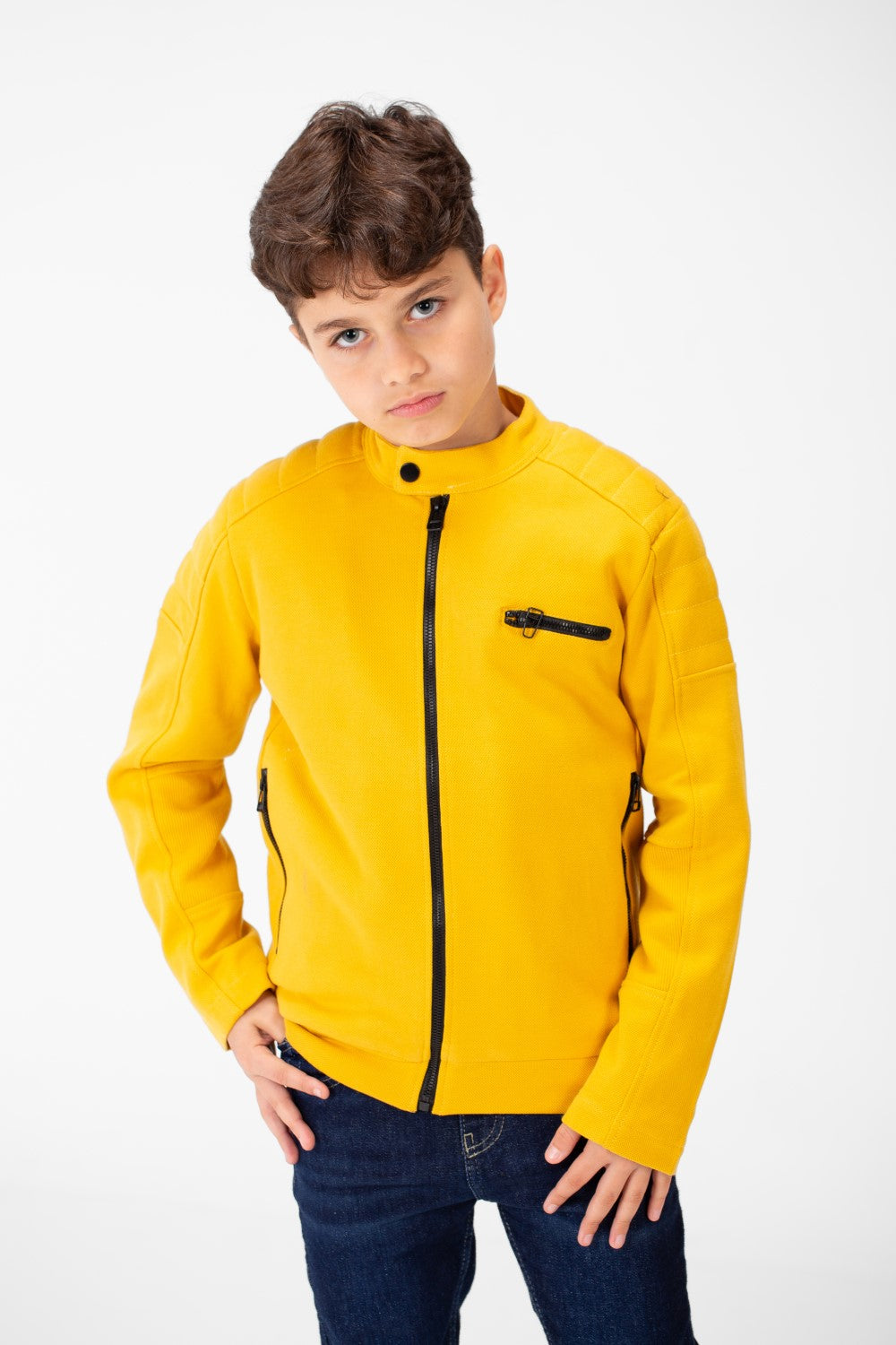 Boy's Padded Gabardine Jacket With Full Zipper Closure