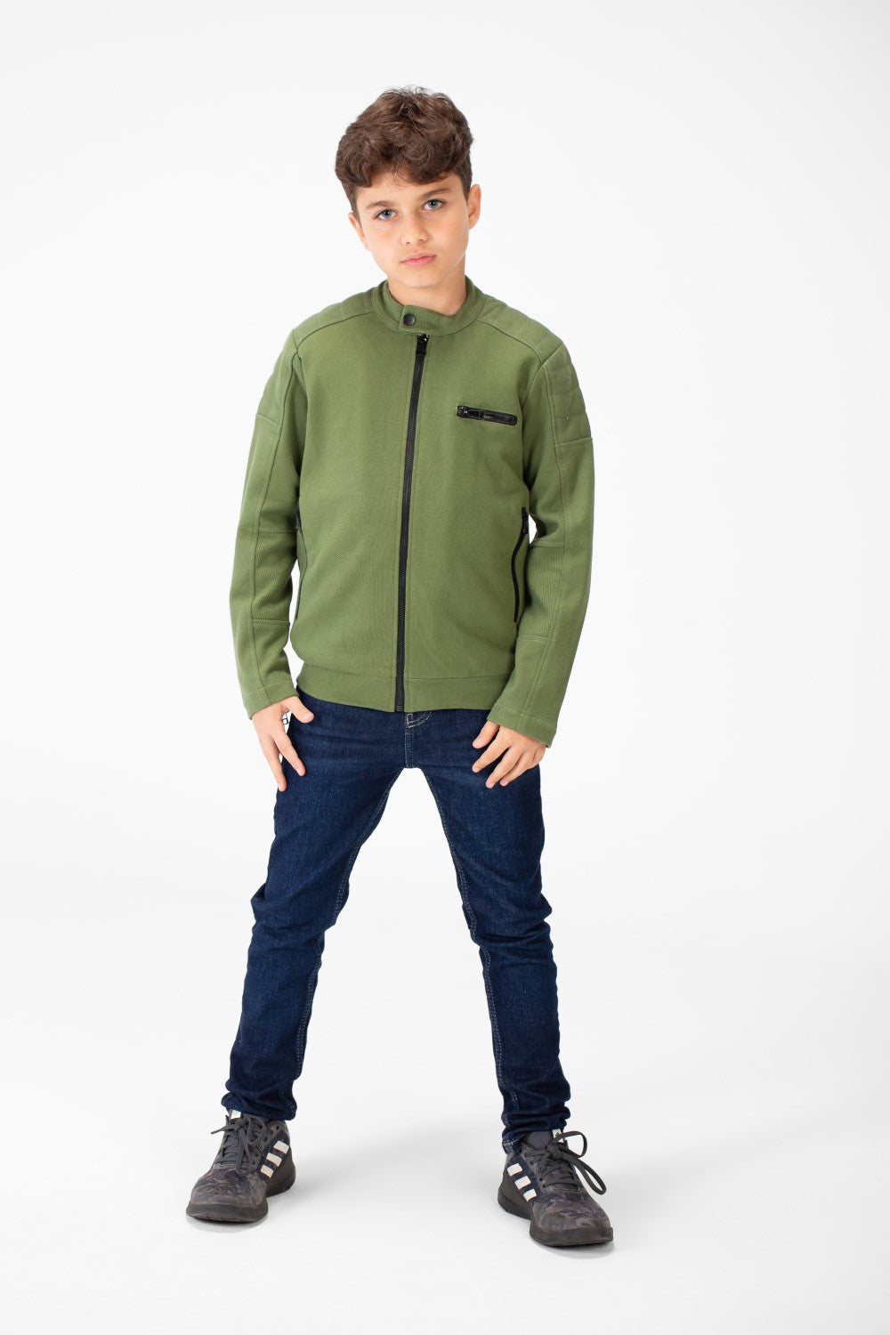 Boy's Padded Gabardine Jacket With Full Zipper Closure