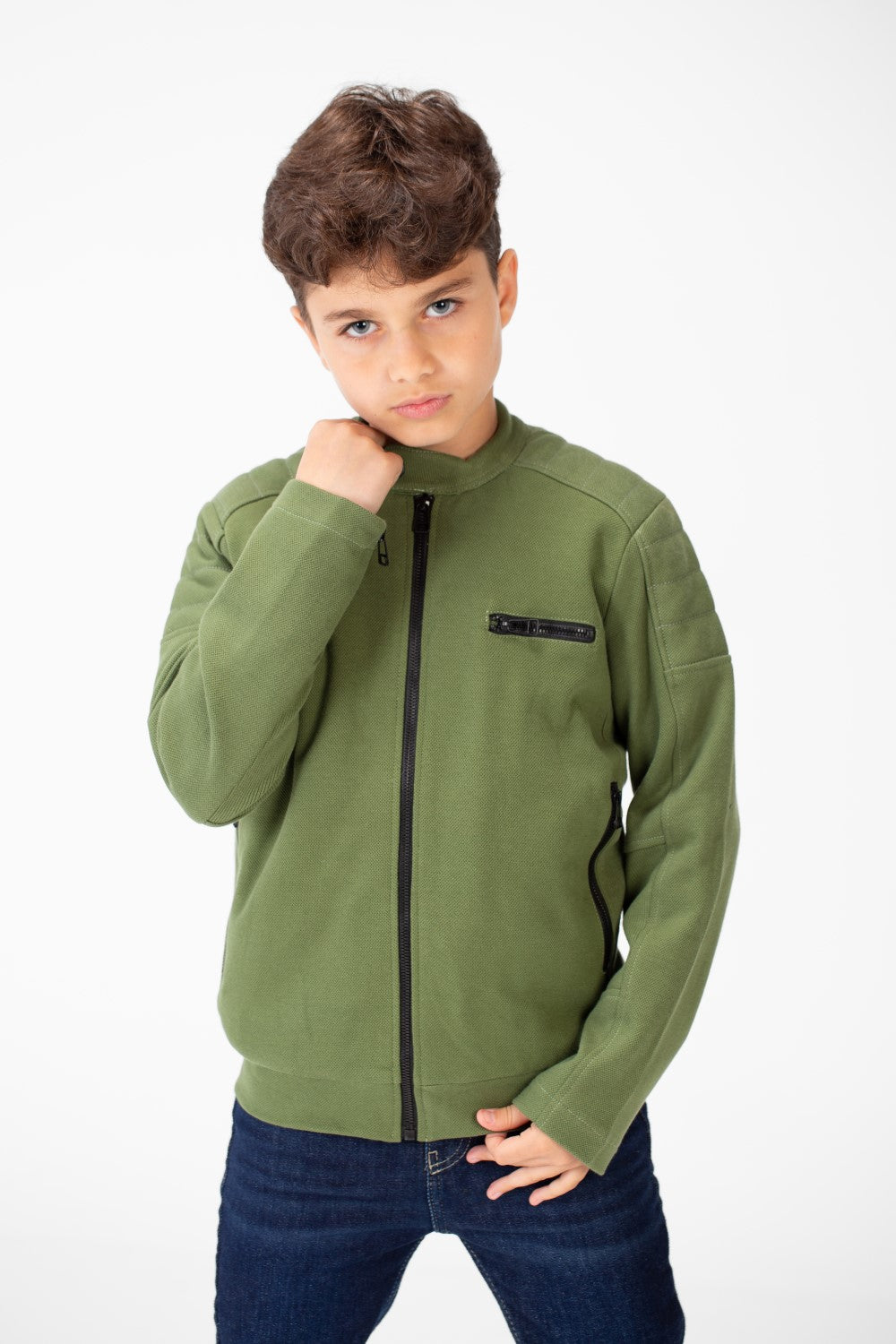 Boy's Padded Gabardine Jacket With Full Zipper Closure