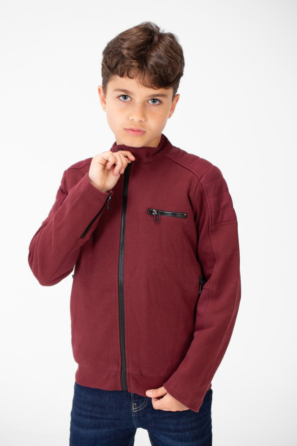 Boy's Padded Gabardine Jacket With Full Zipper Closure
