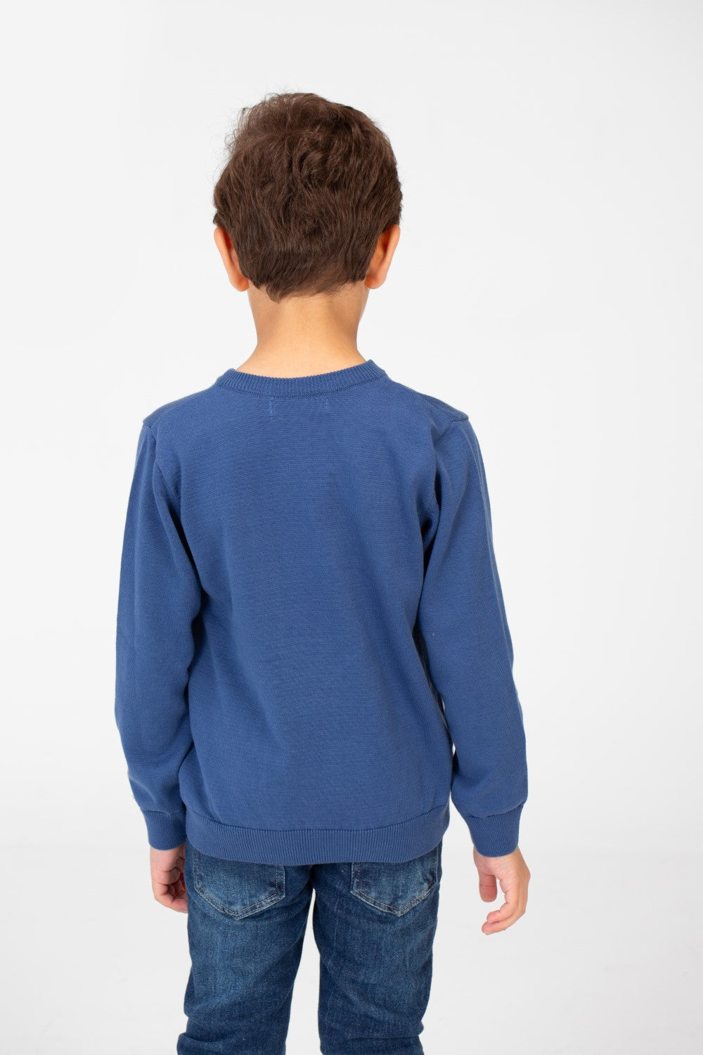 Boy's Basic Classic V Neck Pullover With Long Sleeves