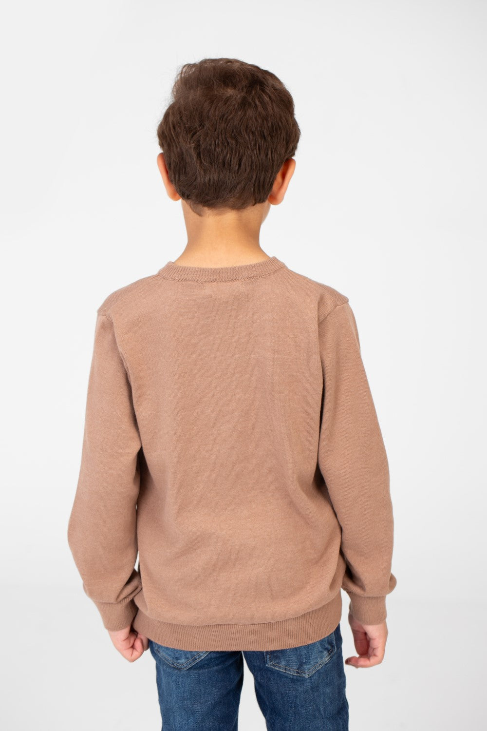 Boy's Basic Classic V Neck Pullover With Long Sleeves