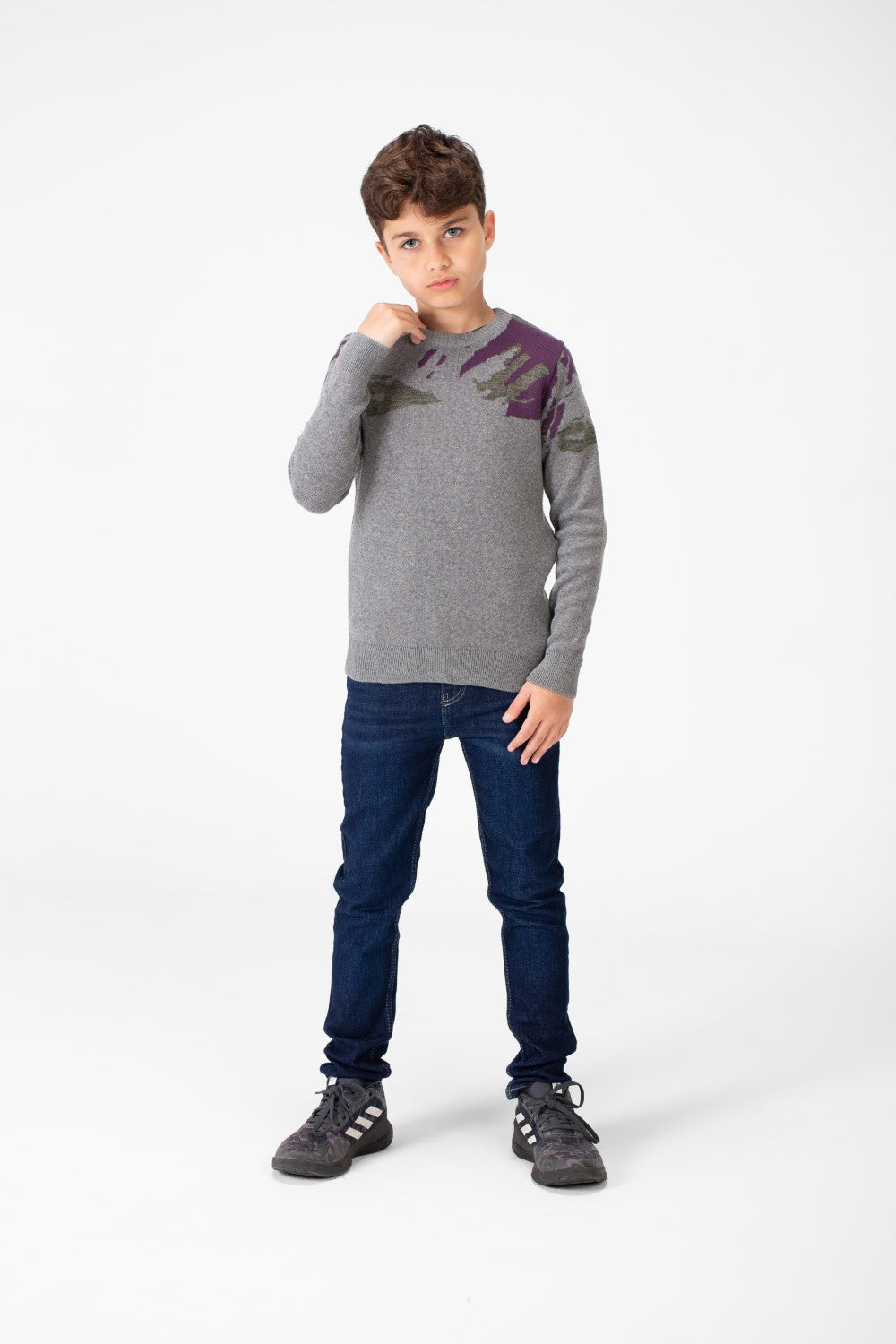 Boy's Round Neck Long Sleeves Jakar Pullover