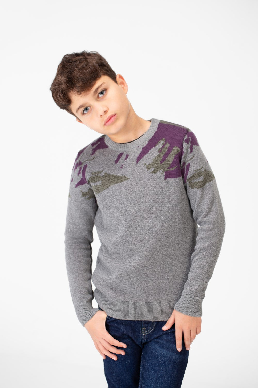 Boy's Round Neck Long Sleeves Jakar Pullover