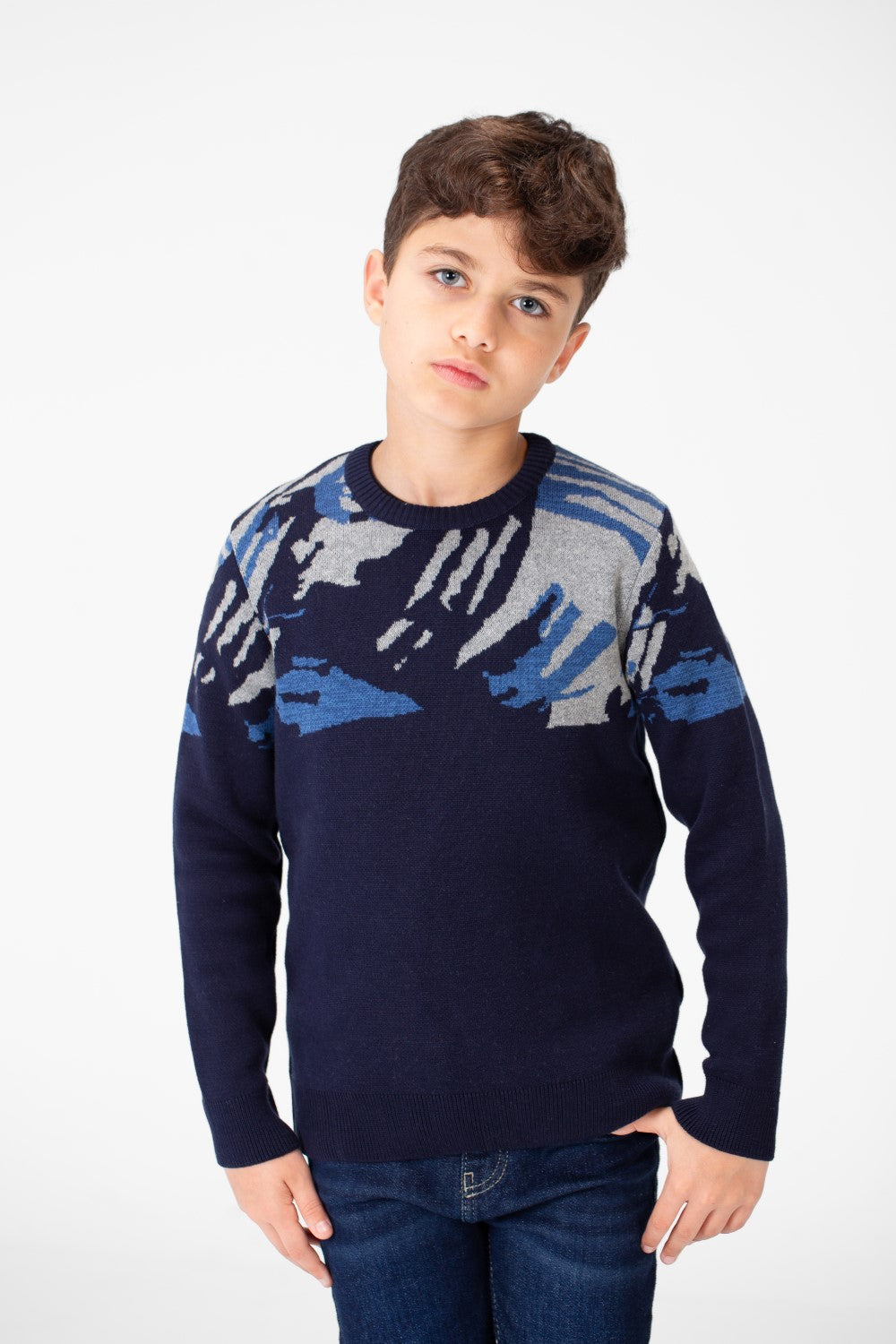 Boy's Round Neck Long Sleeves Jakar Pullover