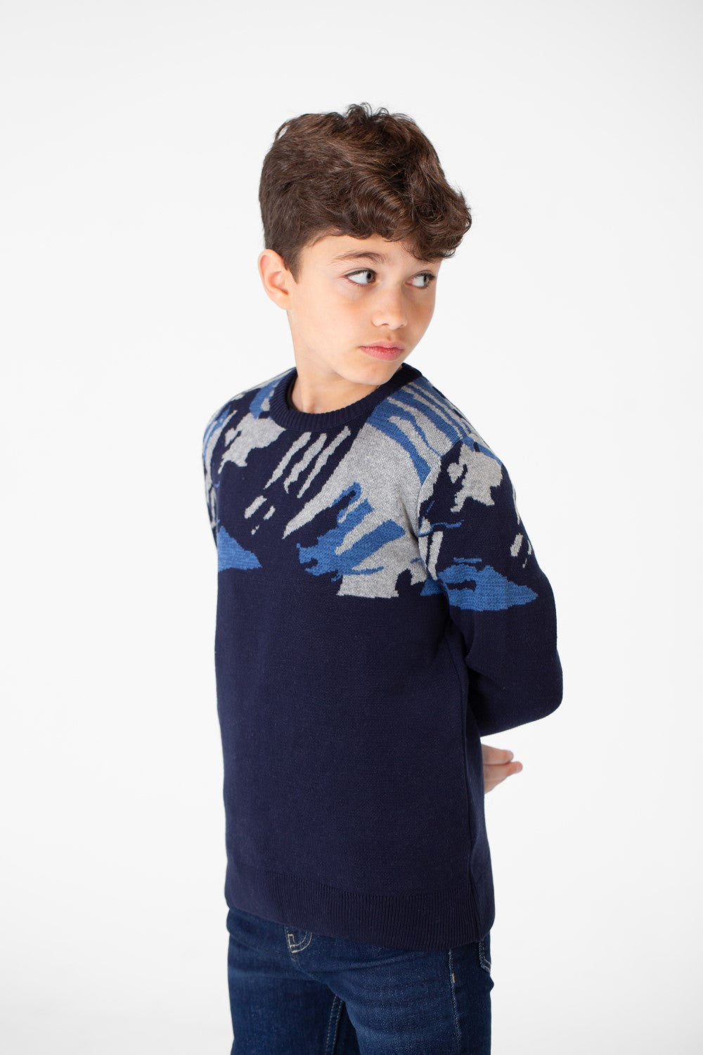 Boy's Round Neck Long Sleeves Jakar Pullover