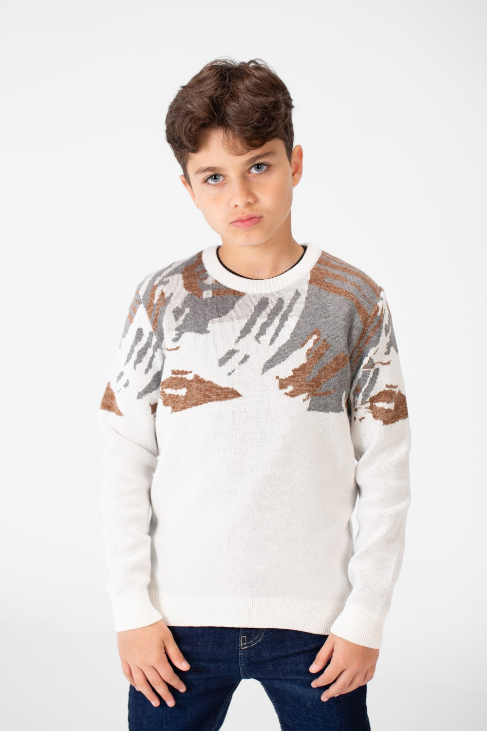 Boy's Round Neck Long Sleeves Jakar Pullover