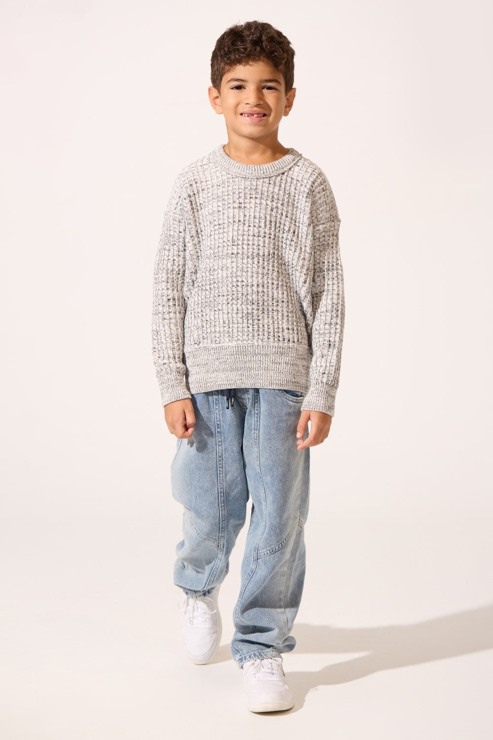 Boy's Tomato Slim Fit Jakar Cotton Crew Neck Pullover