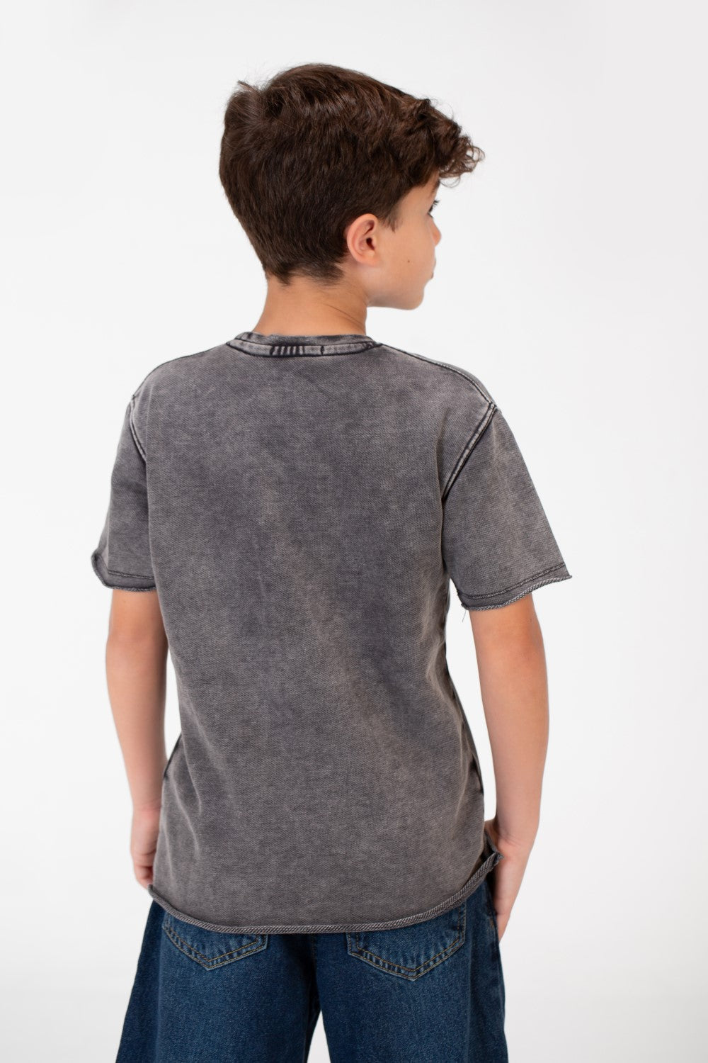 Boy's Basic Half Sleeve Washed T-Shirt