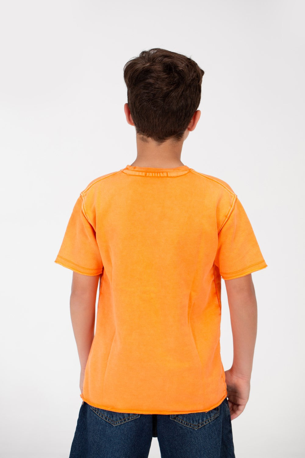 Boy's Basic Half Sleeve Washed T-Shirt
