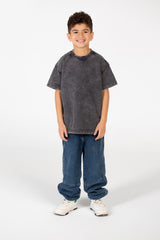 قميص قصير الأكمام مغسول للصبيان