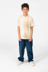 قميص أولاد بأكمام قصيرة وياقة دائرية أساسي مريح من خامة عالية الجودة